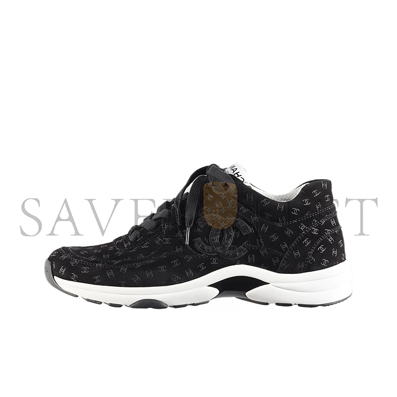 CHANEL SNEAKERS PRINTED SUEDE CALFSKIN BLACK G39230 X56653 94305